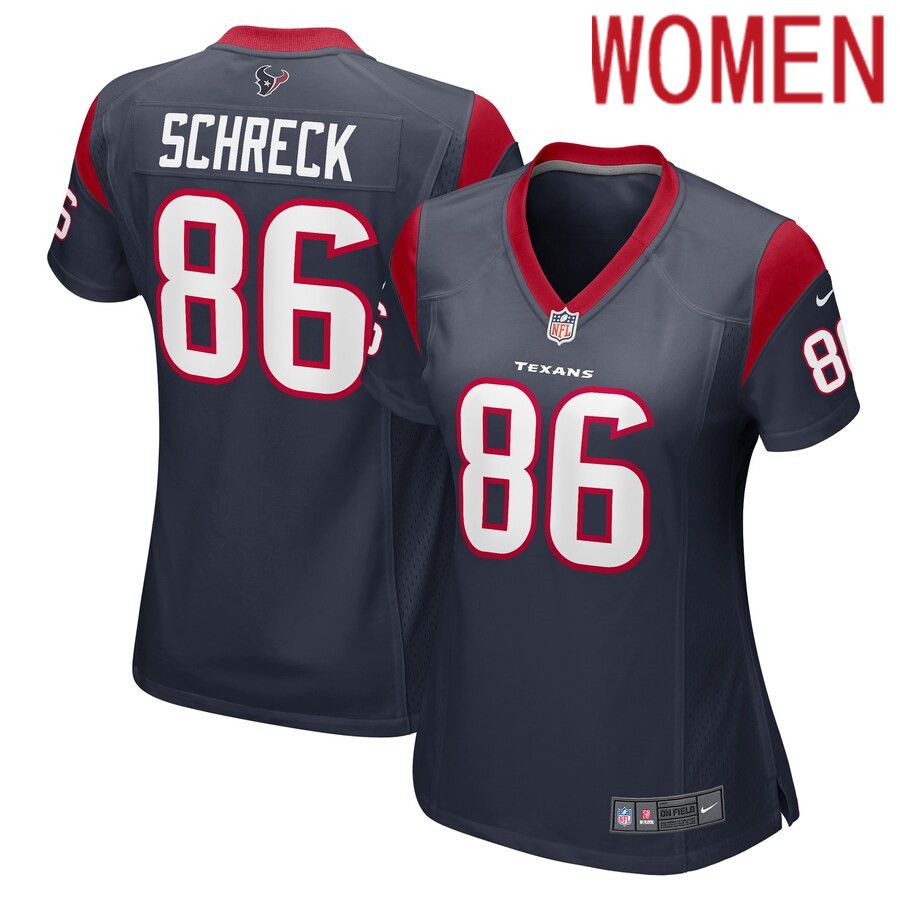Women Houston Texans 86 Mason Schreck Nike Navy Game Player NFL Jersey
